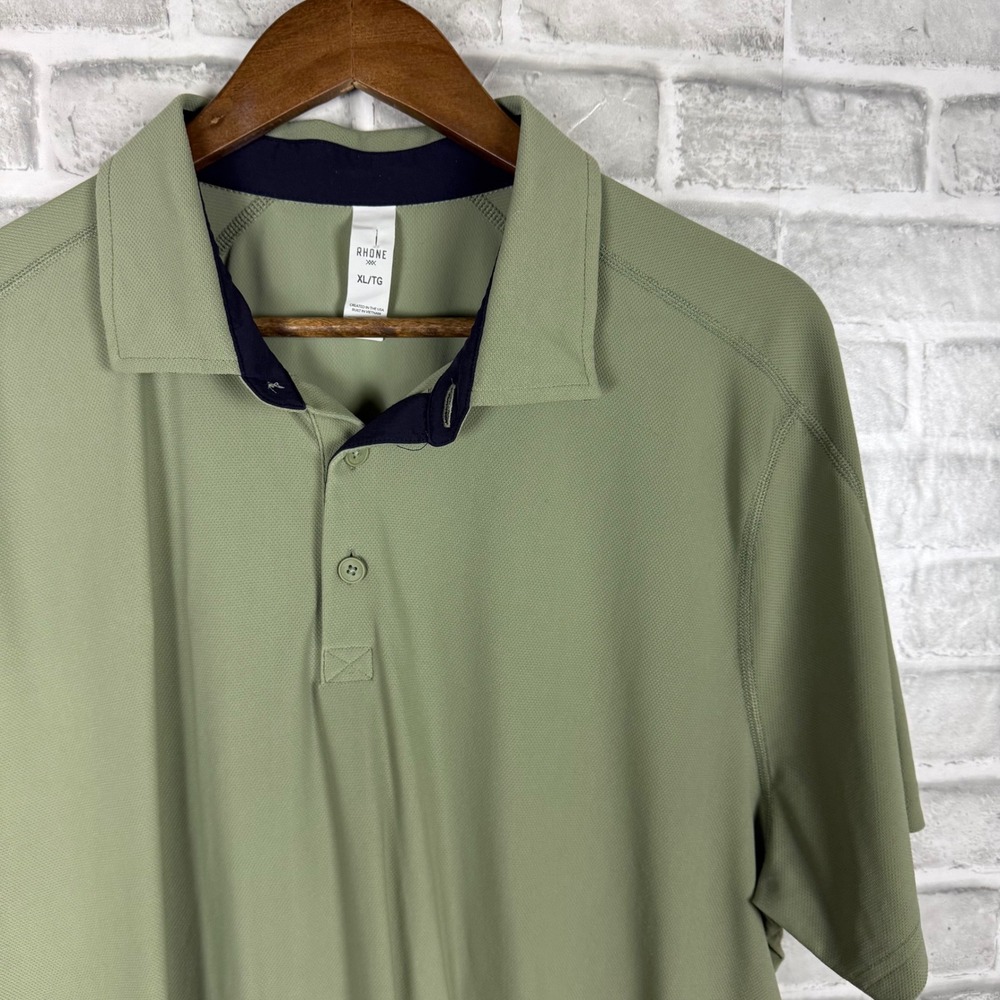 Rhone Mens Delta Pique Polo Shirt XL Sage Green Olive Short Sleeve Golf 102168